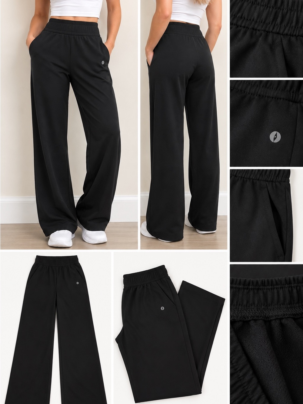Hollister Black Wide-Leg Lounge Pants with Elastic Waist